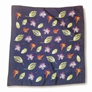 20" Square Dark Brown Scarf With Autumn Leaves Design.